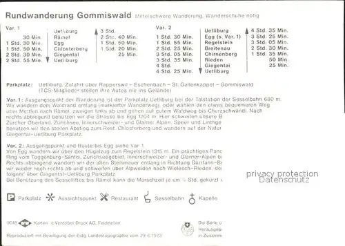 Gommiswald Rundwanderweg Panoramakarte Kat. Gommiswald