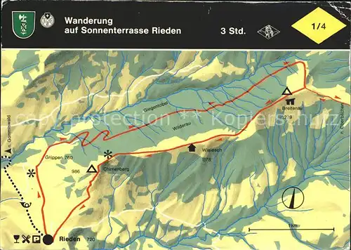 Rieden SG Wanderung auf Sonnenterrasse Rieden Plan Kat. Rieden SG