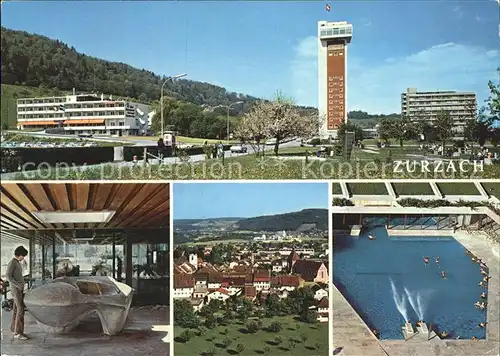 Zurzach Thermalbad Hotelturm Trinkbrunnen Schwimmbecken Kat. Zurzach