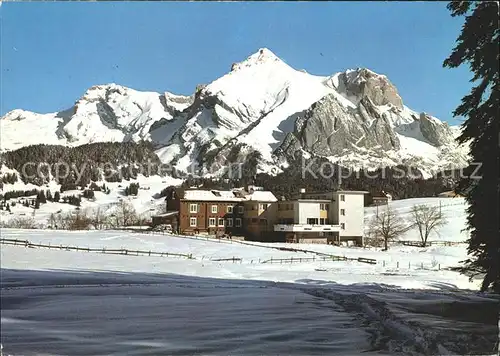 Unterwasser Toggenburg Naturfreundehaus Seegueetli mit Saentis und Schafberg Kat. Unterwasser