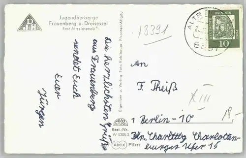 Altreichenau Jugendherberge Frauenberg Dreisessel x 1955 / Neureichenau /Freyung-Grafenau LKR