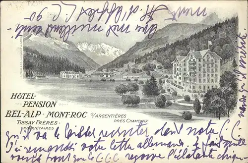 Argentiere Haute-Savoie Hotel-Pension Bel-Alp Mont-Roc / Chamonix-Mont-Blanc /Arrond. de Bonneville