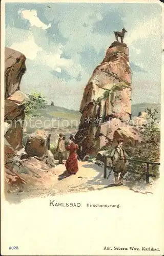Karlsbad Eger Hirschensprung Kuenstlerkarte / Karlovy Vary /