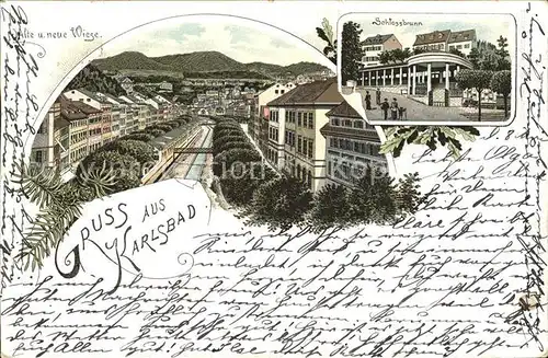 Karlsbad Eger Kuenstlerkarte Alte und neue Wiese Schlossbrunn  / Karlovy Vary /