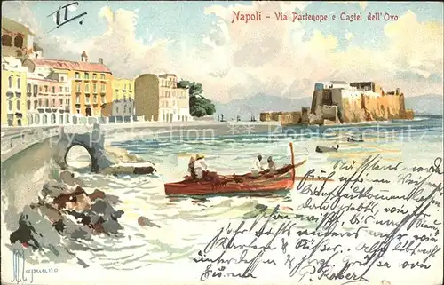 Napoli Neapel Via Partenope e Castel dell  Ovo Kat. Napoli