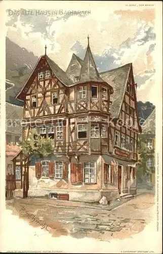 Bacharach Rhein Altes Haus Kuenstlerkarte Kat. Bacharach