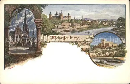 Aschaffenburg Main Stadtblick Dom Schloss Kat. Aschaffenburg