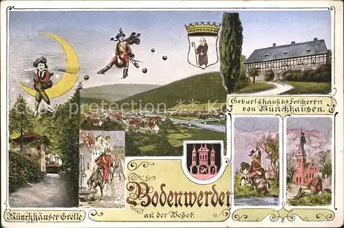 Bodenwerder Panorama Geburtshaus Baron Muenchhausen Muenchhaeuser Grotte Kat. Bodenwerder