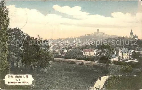 Koenigstein Taunus Ortsansicht mit Burgruine von der Falkensteiner Muehle Kat. Koenigstein im Taunus