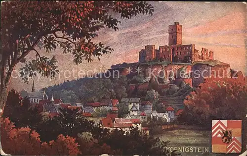 Koenigstein Taunus Ortsansicht mit Burgruine Kat. Koenigstein im Taunus