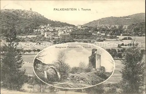 Falkenstein Taunus Ortsansicht mit Burgruine Kat. Koenigstein im Taunus