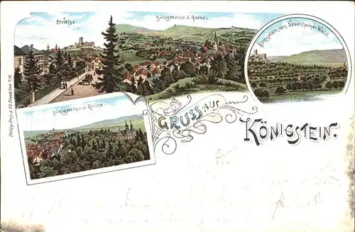 Koenigstein Taunus Panorama Strassenpartie Ruine Neuenhainer Wald Kat. Koenigstein im Taunus