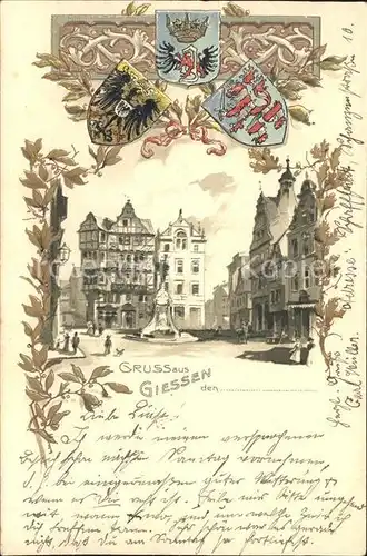 Giessen Lahn Marktplatz Wappen Kat. Giessen