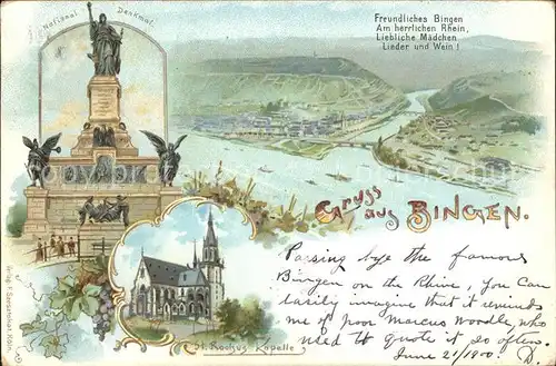 Bingen Rhein Panorama Nationaldenkmal St Rochus Kapelle Kat. Bingen am Rhein