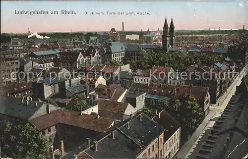 Ludwigshafen Rhein Blick vom Turm der protestantischen Kirche Kat. Ludwigshafen am Rhein
