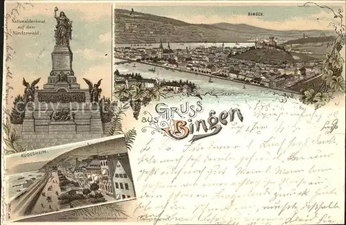 Bingen Rhein Panorama Nationaldenkmal Niederwald Ruedesheim Kat. Bingen am Rhein