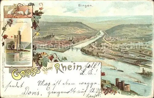 Bingen Rhein Nahemuendung Maeuseturm Weinreben Kat. Bingen am Rhein