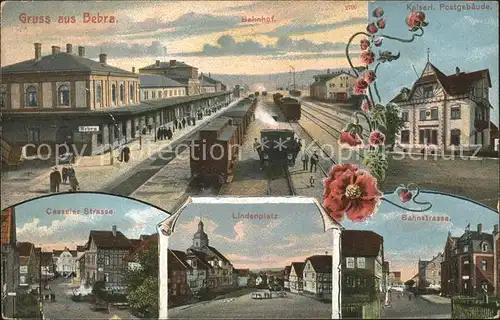 Bebra Bahnhof Eisenbahn Postgebaeude Bahnstrasse Lindenplatz Casseler Strasse Kat. Bebra