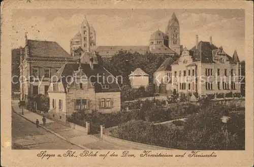 Speyer Rhein Blick auf den Dom Konsistorium Kreisarchiv Kat. Speyer