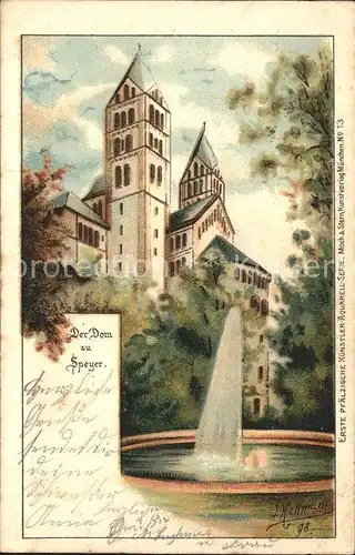 Speyer Rhein Dom Erste Pfaelzer Kuenstler Aquarell Serie Kat. Speyer