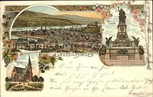 Bingen Rhein Gesamtansicht Rochuskapelle Nationaldenkmal Niederwald Weinrebe Kat. Bingen am Rhein