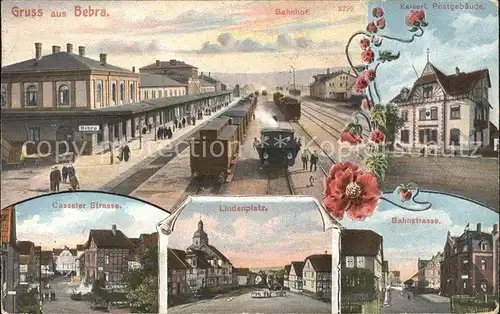 Bebra Bahnhof Eisenbahn Postgebaeude Bahnstrasse Lindenplatz Casseler Strasse Blumen Kat. Bebra