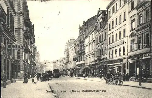 Saarbruecken Obere Bahnhofstrasse Strassenbahn Pferdekutsche Kat. Saarbruecken