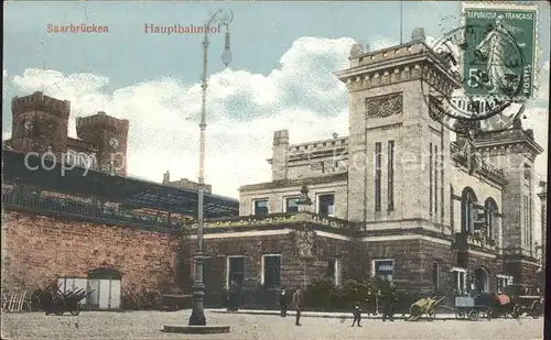 Saarbruecken Hauptbahnhof Stempel auf AK Kat. Saarbruecken