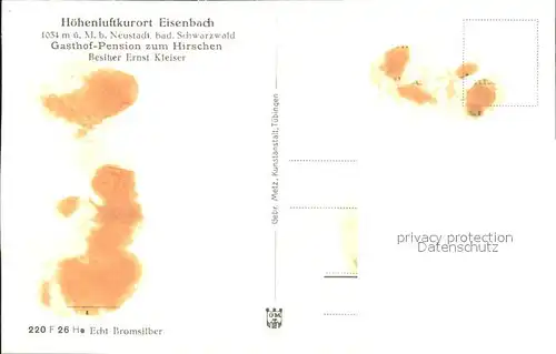 Eisenbach Schwarzwald Gasthof Pension zum Hirschen Panorama Blick auf die Schweizer Alpen Glaernisch Toedi Bromsilber Kat. Eisenbach (Hochschwarzwald)