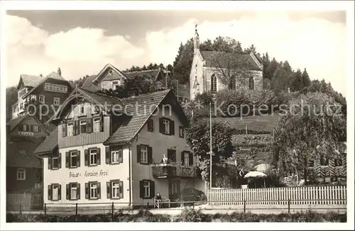 Schoenmuenzach Pension Haus Frey Kirche Luftkurort Murgtal Schwarzwald Kat. Baiersbronn