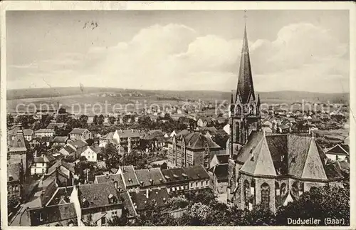 Dudweiler Ortsansicht mit Kirche Kat. Saarbruecken