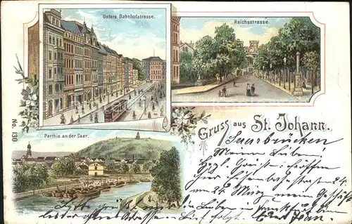 St Johann Saarbruecken Bahnhofstrasse Reichsstrasse Partie an der Saar Kat. Saarbruecken