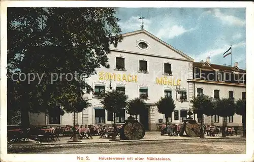 Saarbruecken Ausflugsort Simbach Muehle Hausterrasse mit alten Muehlsteinen No. 2 Stempel geprueft Kat. Saarbruecken