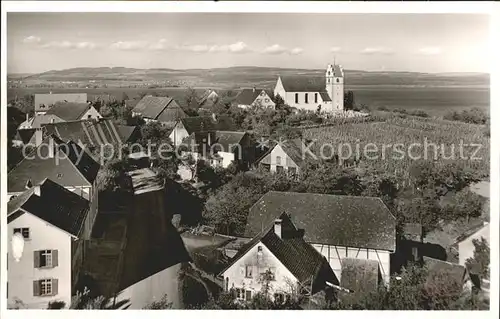 Horn Gaienhofen Ortsansicht mit Kirche am Untersee Kat. Gaienhofen