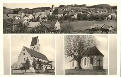 Amtzell Gesamtansicht Pfarrkirche Kreuzkapelle Bromsilber Kat. Amtzell