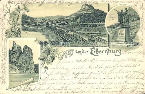 Ebernburg Panorama Bruecke Hutten Sickingen Denkmal Rheingrafenstein Nahe Kat. Bad Muenster am Stein Ebernburg