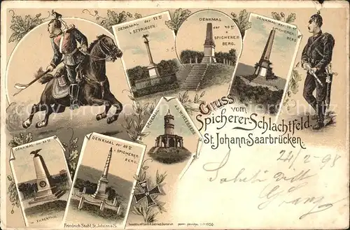 St Johann Saarbruecken Spicherer Schlachtfeld Denkmal Winterberg Soldat Pferd Kat. Saarbruecken