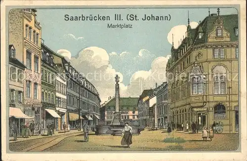 St Johann Saarbruecken Marktplatz Brunnen Illustration Kat. Saarbruecken