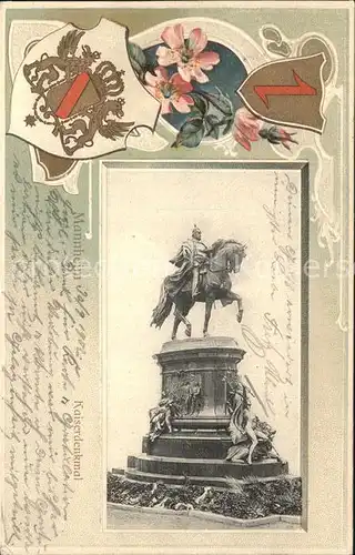 Mannheim Kaiser Wilhelm Denkmal Reiterstandbild Wappen Kat. Mannheim