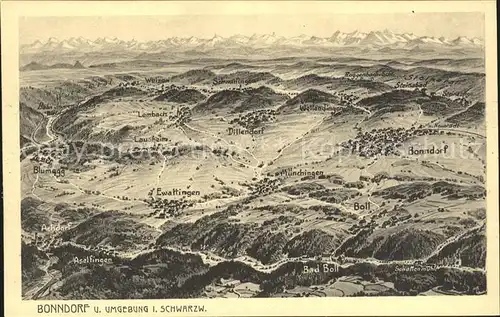 Bonndorf Schwarzwald und Umgebung aus der Vogelperspektive Alpenpanorama Kat. Bonndorf