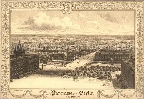 Berlin Panorama Blick vom Dom aus Deutsche Reichspost Wappen Kat. Berlin