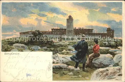 Brocken Berghotel Aussichtsturm Observatorium Kuenstlerkarte Kat. Wernigerode