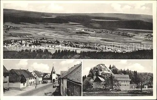 Kempfeld am Fusse der Wildenburg Panorama Strassenpartie Kat. Kempfeld