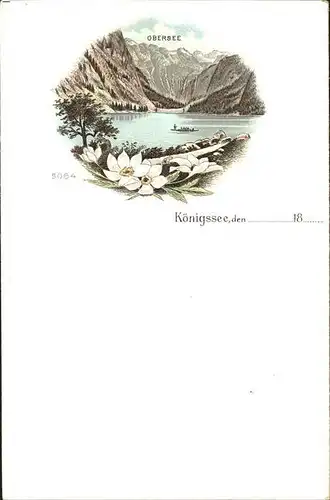 Koenigssee Obersee mit Alpen Alpenblumen Kat. Schoenau a.Koenigssee