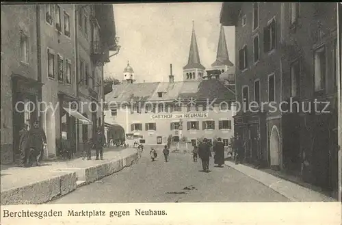 Berchtesgaden Marktplatz gegen Gasthof Neuhaus Kat. Berchtesgaden