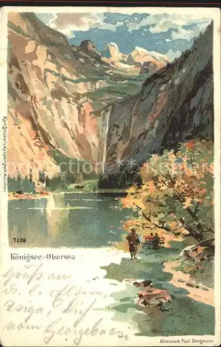 Koenigssee Obersee Kuenstlerkarte Heinisch Kat. Schoenau a.Koenigssee