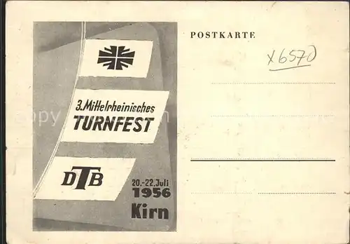 Kirn Nahe Mittelrheinisches Turnfest 1956 Kat. Kirn