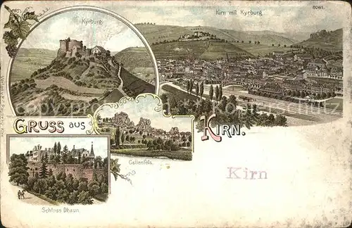Kirn Nahe Panorama mit Kyrburg Callenfels Schloss Daun Kat. Kirn