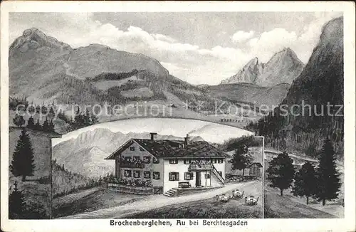 Au Berchtesgaden Brochenberglehen Gasthaus Berchtesgadener Alpen Kuenstlerkarte Kat. Berchtesgaden