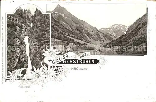 Gerstruben Panorama mit Hoeffatzspitze Allgaeuer Alpen Hoelltobel Wasserfall Kat. Oberstdorf